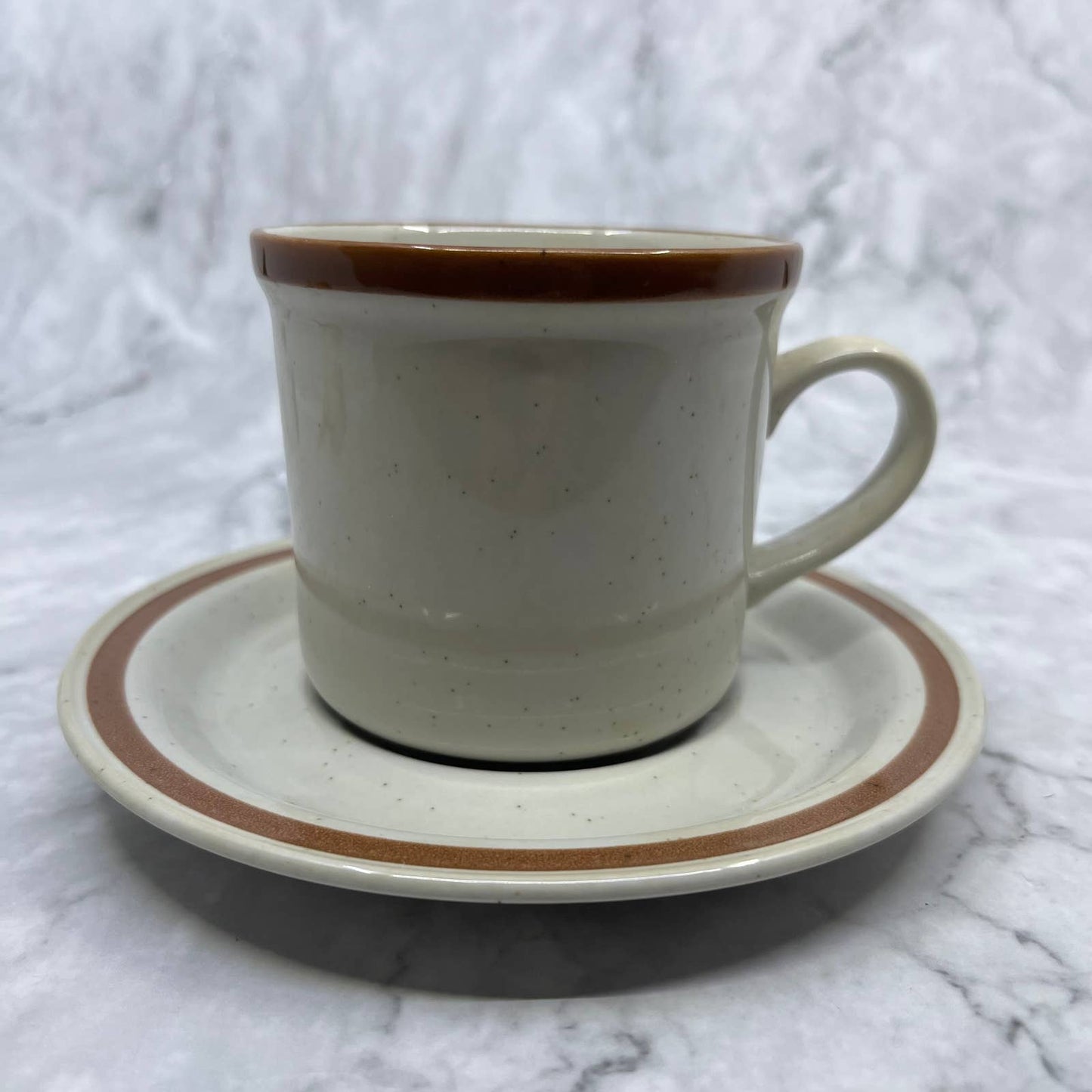 Vtg Imperial Stoneware Japan Cup & Saucer H-1000 Countryside TA1