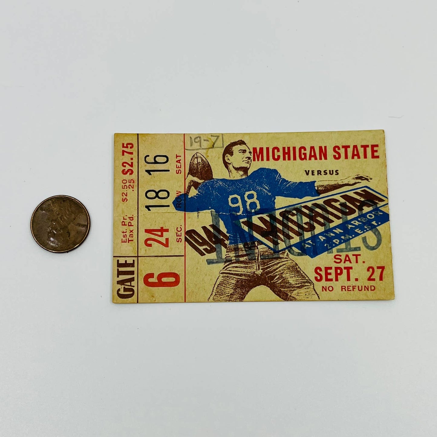 1941 Michigan vs Michigan State Spartans MSU College Football Ticket Stub AA2