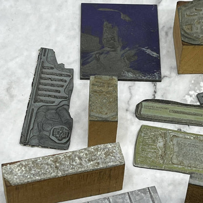 Huge Lot Vintage Letterpress Printers Block Plates Various Shapes & Sizes SE851