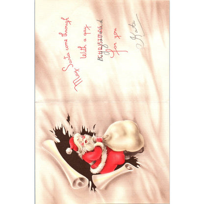 1940s Greeting Card - Merry Christmas Jolly Santa SF2