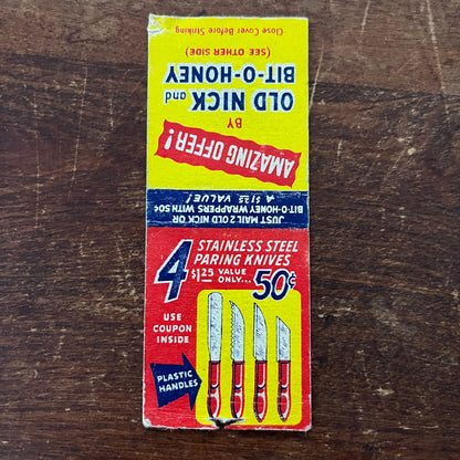 Old Nick & Bit-o-Honey Giveaway Advertising Matchbook Cover MM11-7
