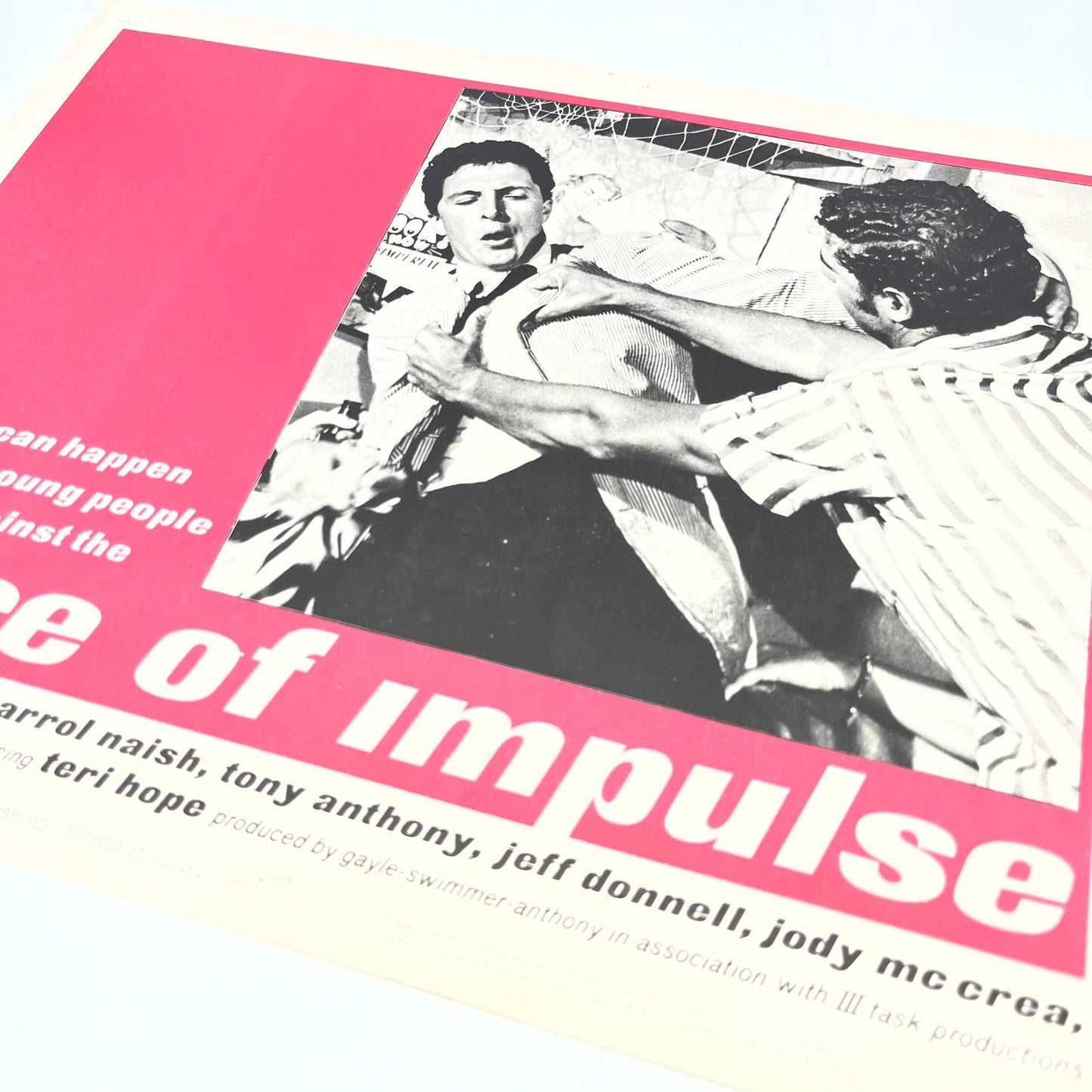 1961 Force of Impulse Robert Alda J. Carrol Nash Tony Anthony #2 Lobby Card FL4