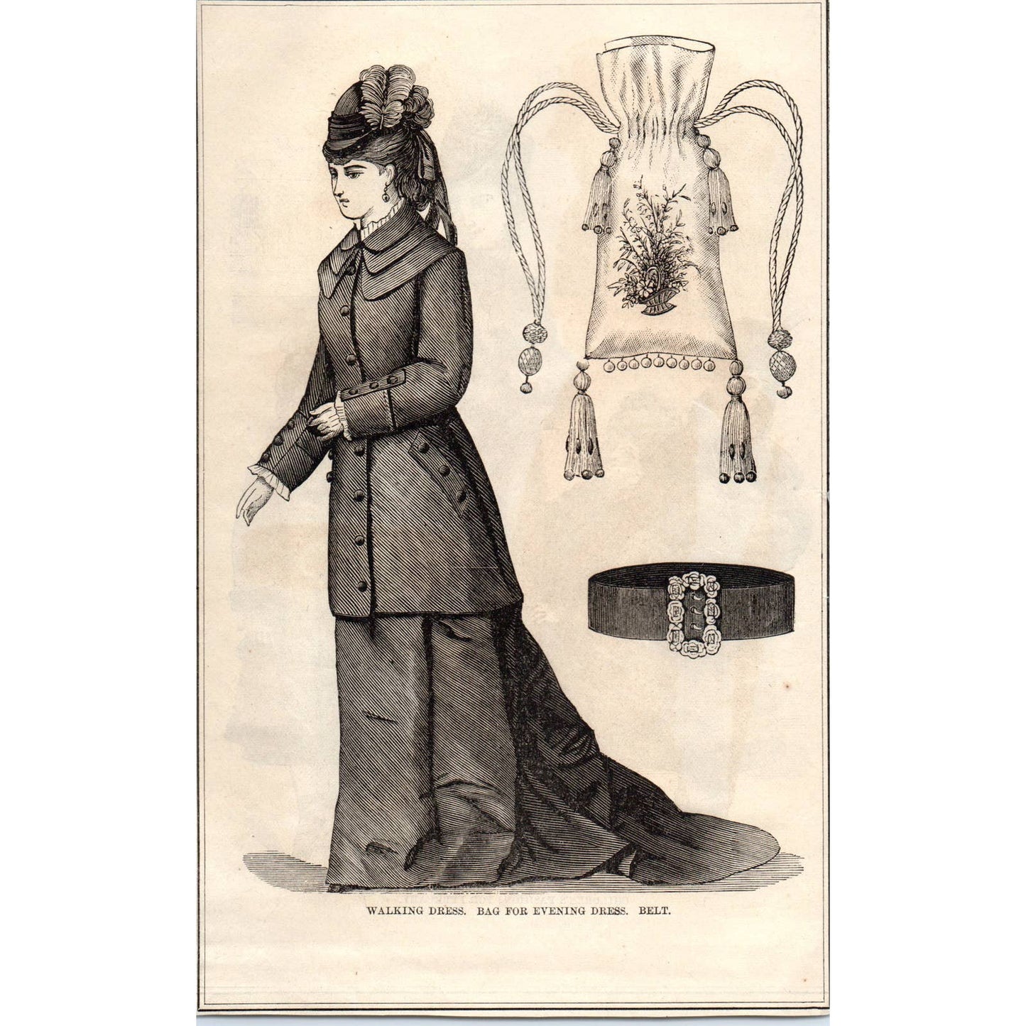 Children's Fashions For Feb - Victorian Fashion Plate 1878 Original Plate TJ7-L2