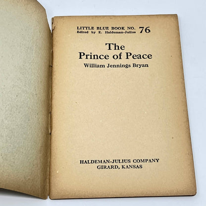 c1920 Little Blue Book No. 76 The Prince of Peace William Jennings Bryan SD3