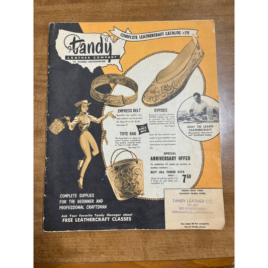 Vintage 1950s Tandy Leather Craft Catalog #79 Leatherworking Western Cowboy TH1