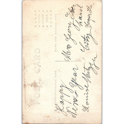 Antique Postcard RPPC Man, Woman and Baby Outside 2nd Class Train Car SE8