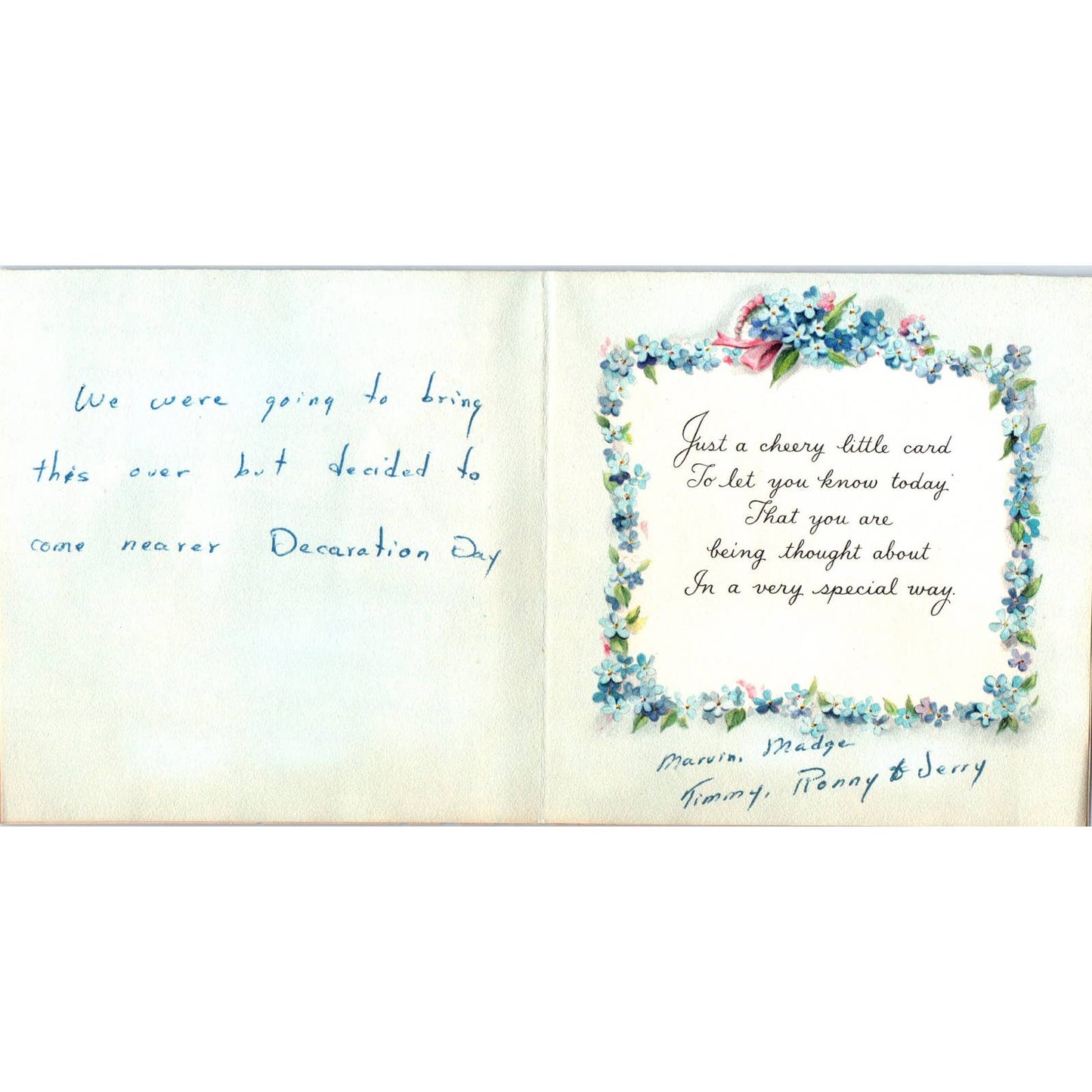 1940s Hallmark Hall Bros Greeting Card Forget Me Not Special Thoughts of You SF2