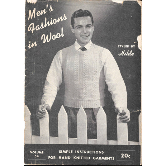 1947 Men's Fashions In Wool Styled By Hilde Knitting Instruction Magazine TJ7