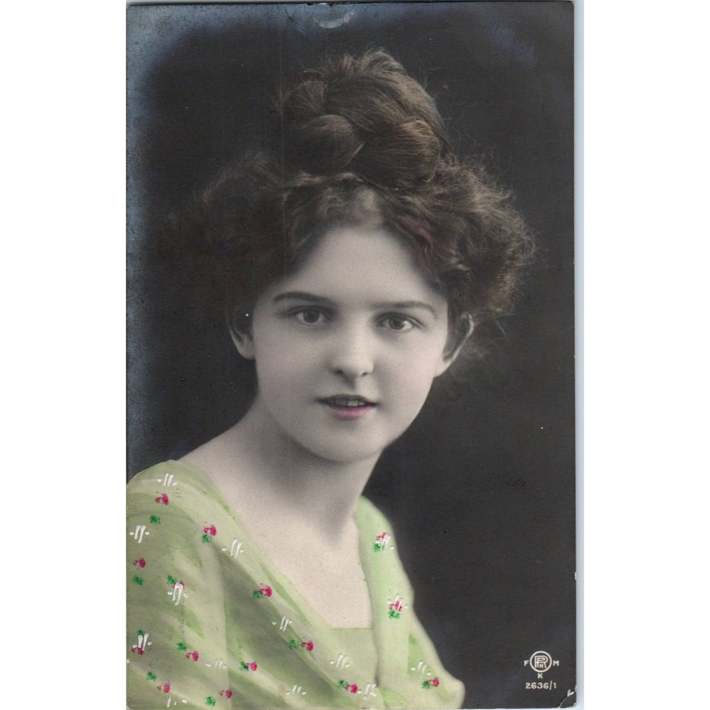 Victorian Lady Art Nouveau Hand Tinted 1909 Original Postcard TK1-21-4