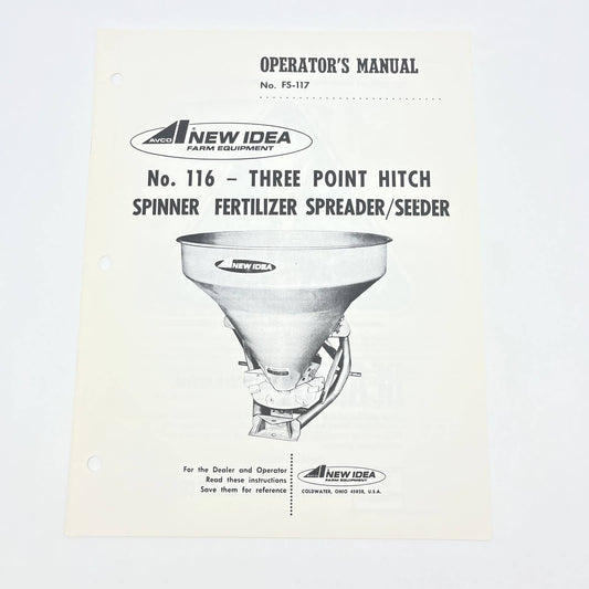 Original 1975 New Idea Manual FS-117 116 3 Point Hitch Spinner Fertilizer TB9