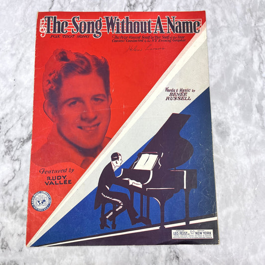 Vintage 1930 The Song Without A Name Rudy Vallee Sheet Music Fox Trot Piano V42-4