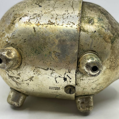 Vintage Napier Silver Plated Metal Piggy Coin Bank 4.5" TI2