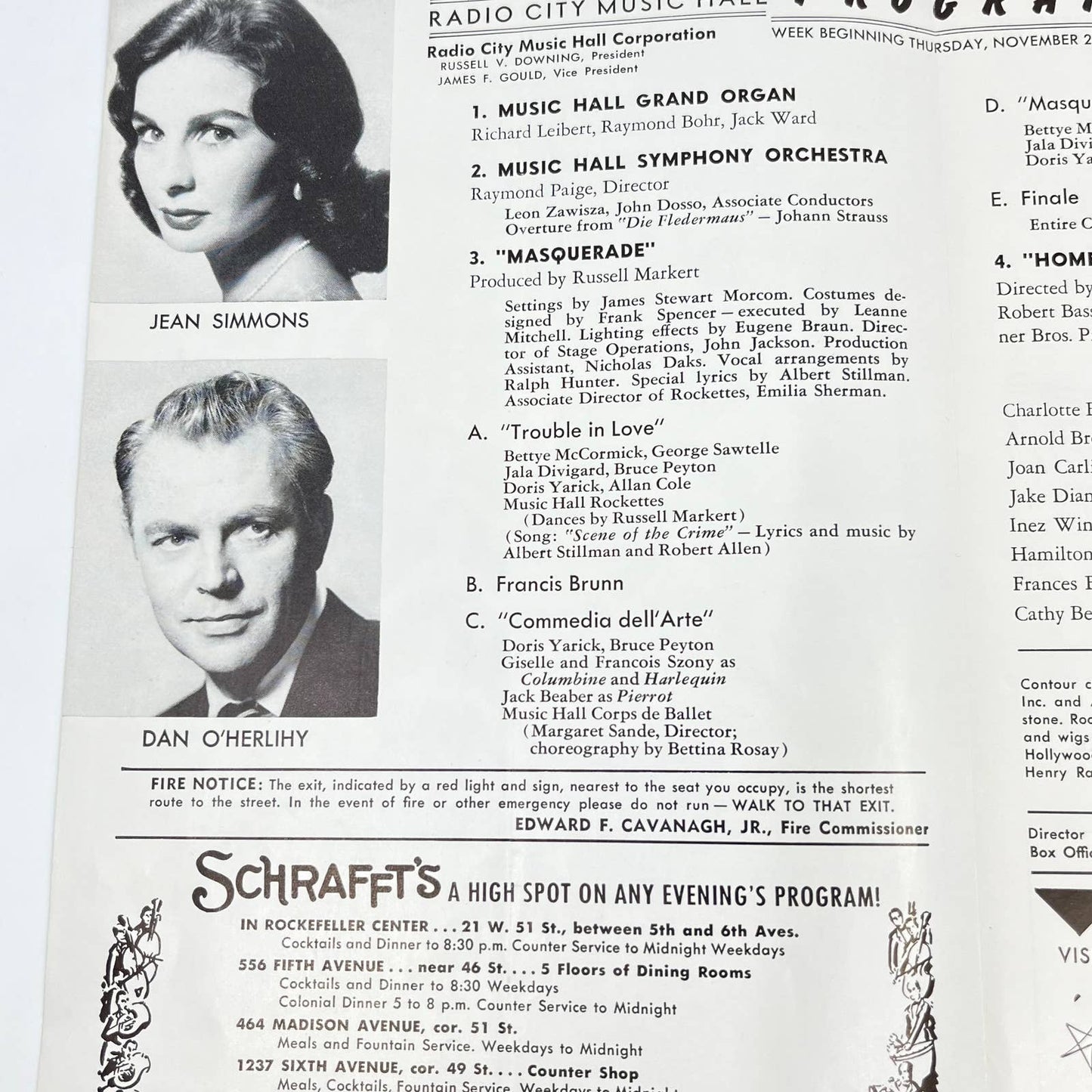 1958 Radio City Music Hall Program Masquerade Jean Simmons Dan O’Herlihy AA9