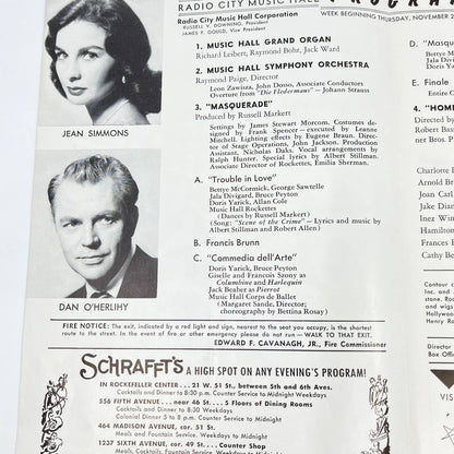 1958 Radio City Music Hall Program Masquerade Jean Simmons Dan O’Herlihy AA9