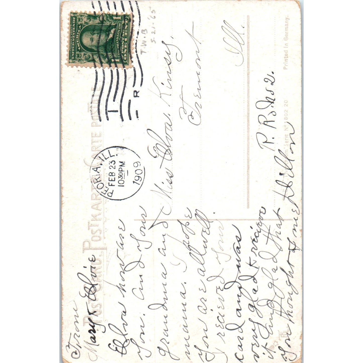 Victorian Girl Cloisonne Style 1909 Original Postcard TK1-22