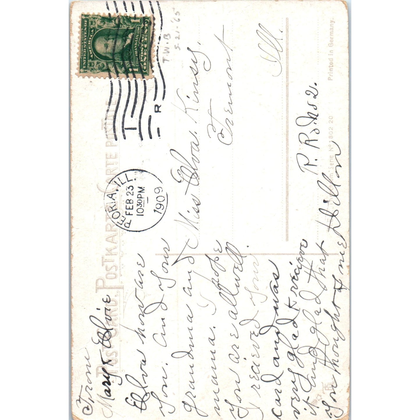 Victorian Girl Cloisonne Style 1909 Original Postcard P1-14