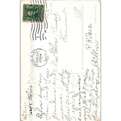 Victorian Girl Cloisonne Style 1909 Original Postcard P1-14