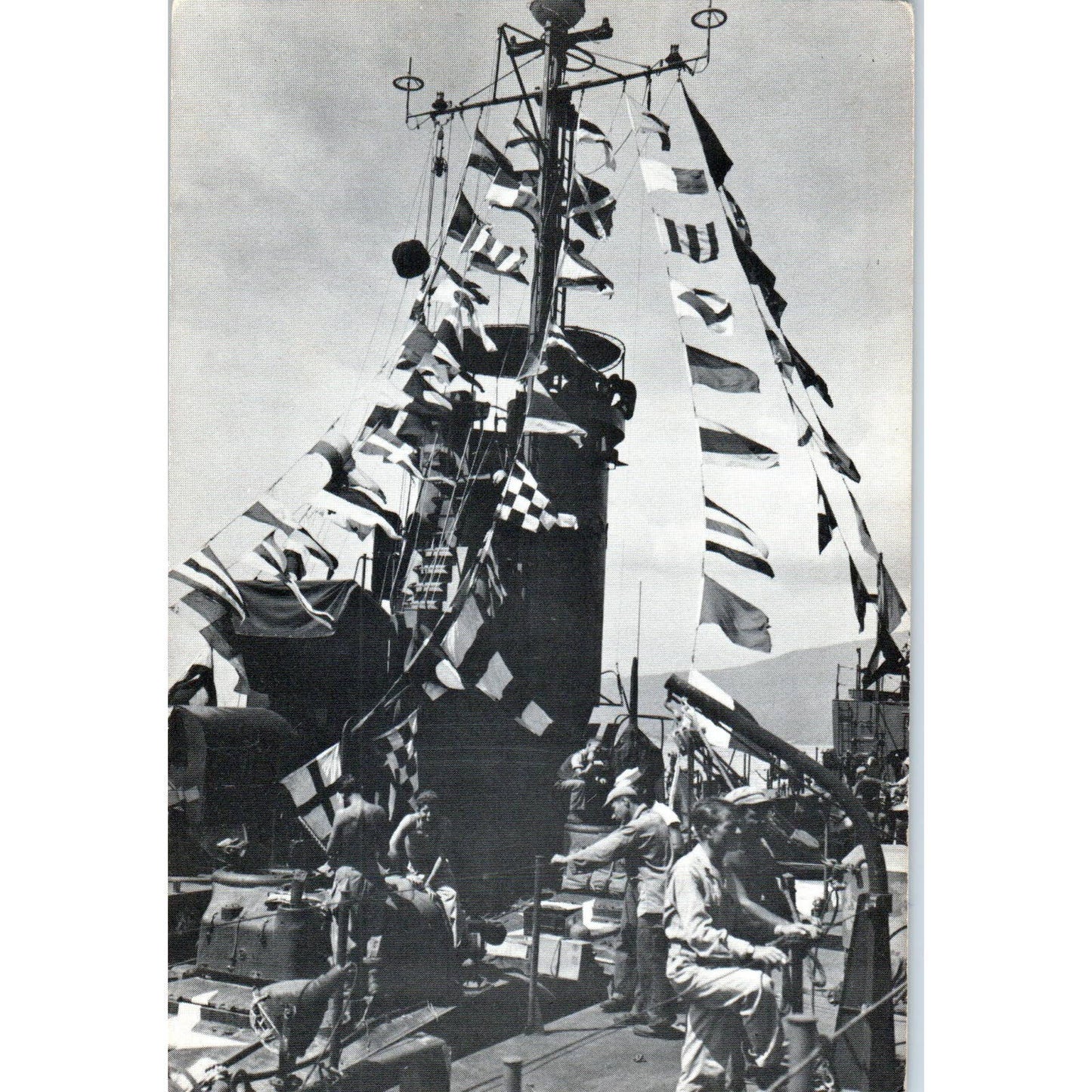 Tank Crews Cleaning Guns Aboard and LSM - Original RPPC Postcard TJ7-RP1