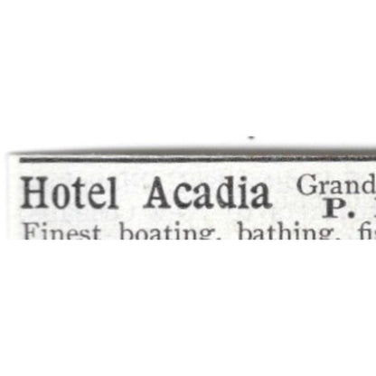 Hotel Acadia Grand Tracadie Beach P.E. Island I.C. Hall 1903 Original Ad AK5-S31