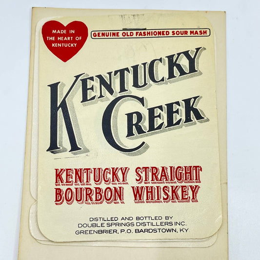 Kentucky Creek Bourbon Whiskey Label Set of 5 Double Springs Greenbrier KY