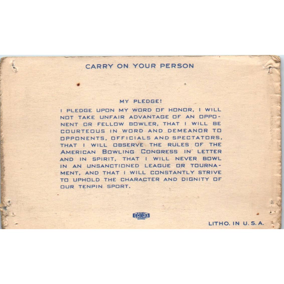 1946 American Bowling Congress Milwaukee Membership Card Eagles 800 SE5-3