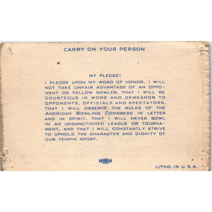 1946 American Bowling Congress Milwaukee Membership Card Eagles 800 SE5-3