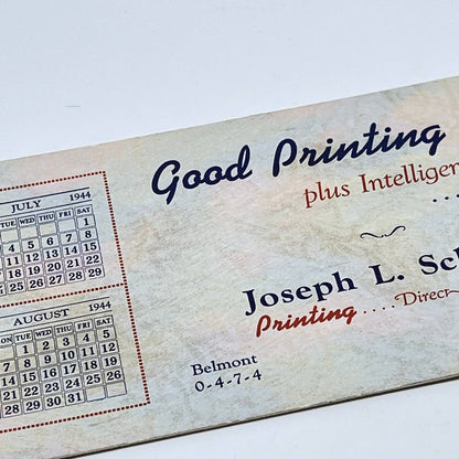 1940s Blotter Card Gray Calendar Joseph L. Schmitz Printing Chicago IL SC9