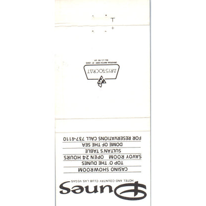 The Dunes Hotel & Country Club Las Vegas NV Advertising Matchbook Cover MM9-7