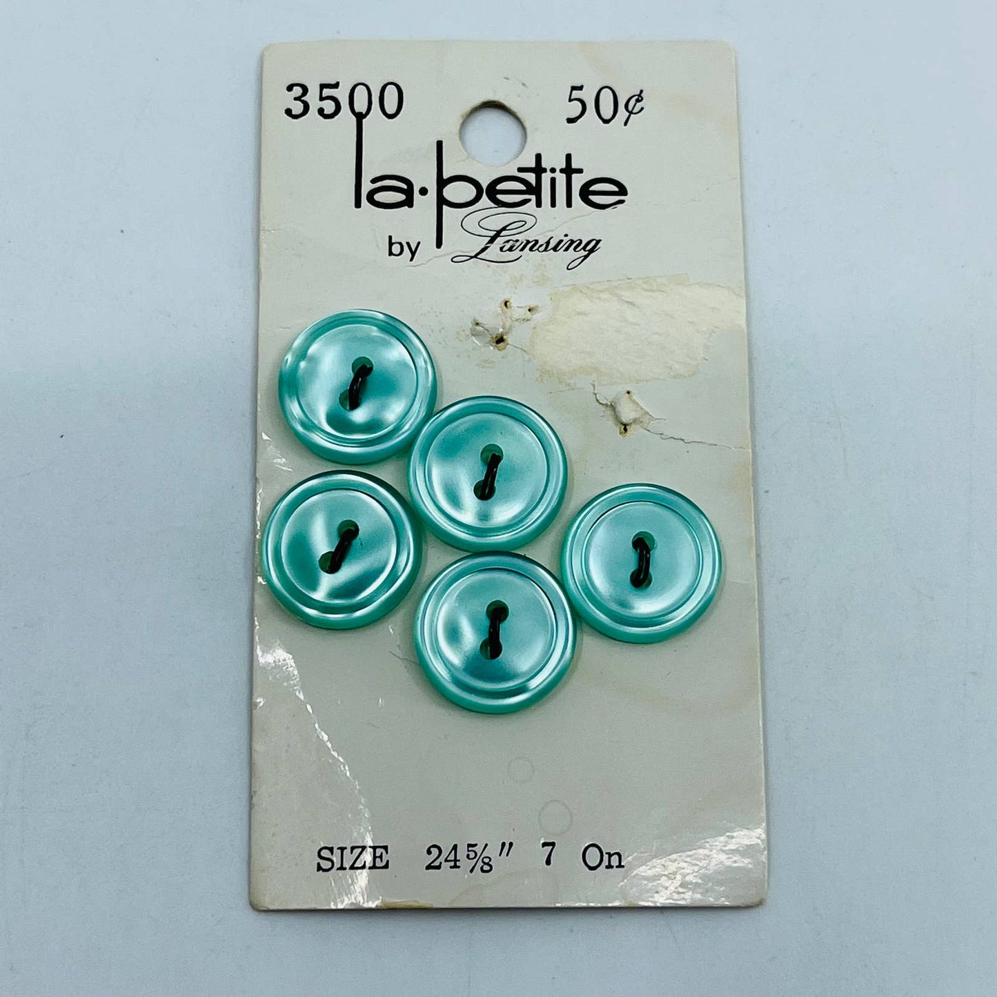 Vintage Le Chic Buttons Atomic Aqua Mint Blue Green 24 5/8 SB5