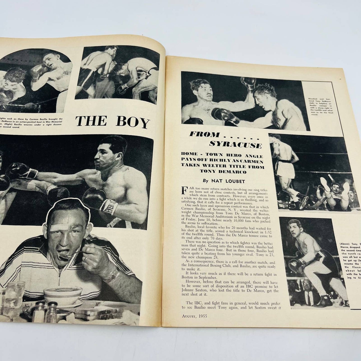 1955 August - The Ring Boxing Magazine – Rocky Marciano Cover Olson-Moore TA5