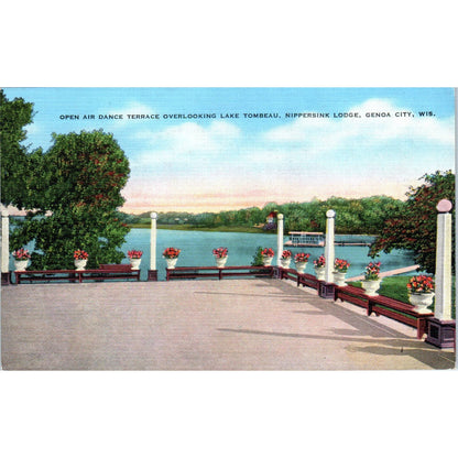 Dance Terrace Lake Tombeau Nippersink Lodge Genoa City Wisconsin Postcard TJ9-P3
