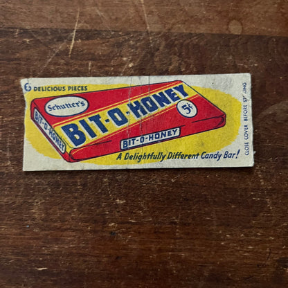 Bit-O-Honey Candy Bar Full Panel Advertising Matchbook Cover SA9-M13