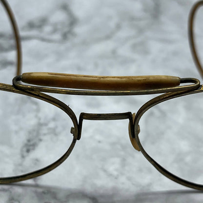 Vintage Brass Aviator Eyeglasses Frames With Celluloid Bridge SE9