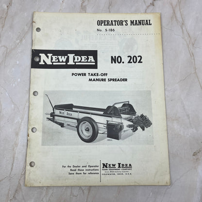 New Idea Operator's Manual S-186 No. 202 Power Take-Off Manure Spreader M1-1