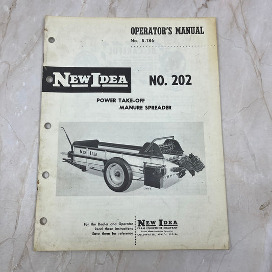 New Idea Operator's Manual S-186 No. 202 Power Take-Off Manure Spreader M1-1