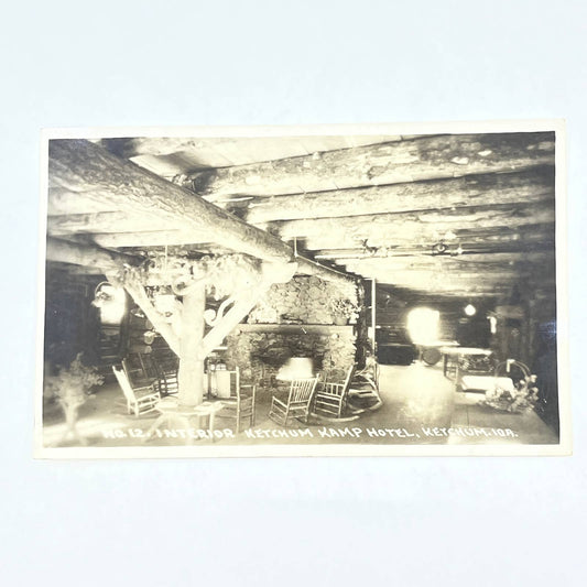 Antique RPPC No 12 Interior Ketchum Kamp Hotel Ketchum Idaho AC1