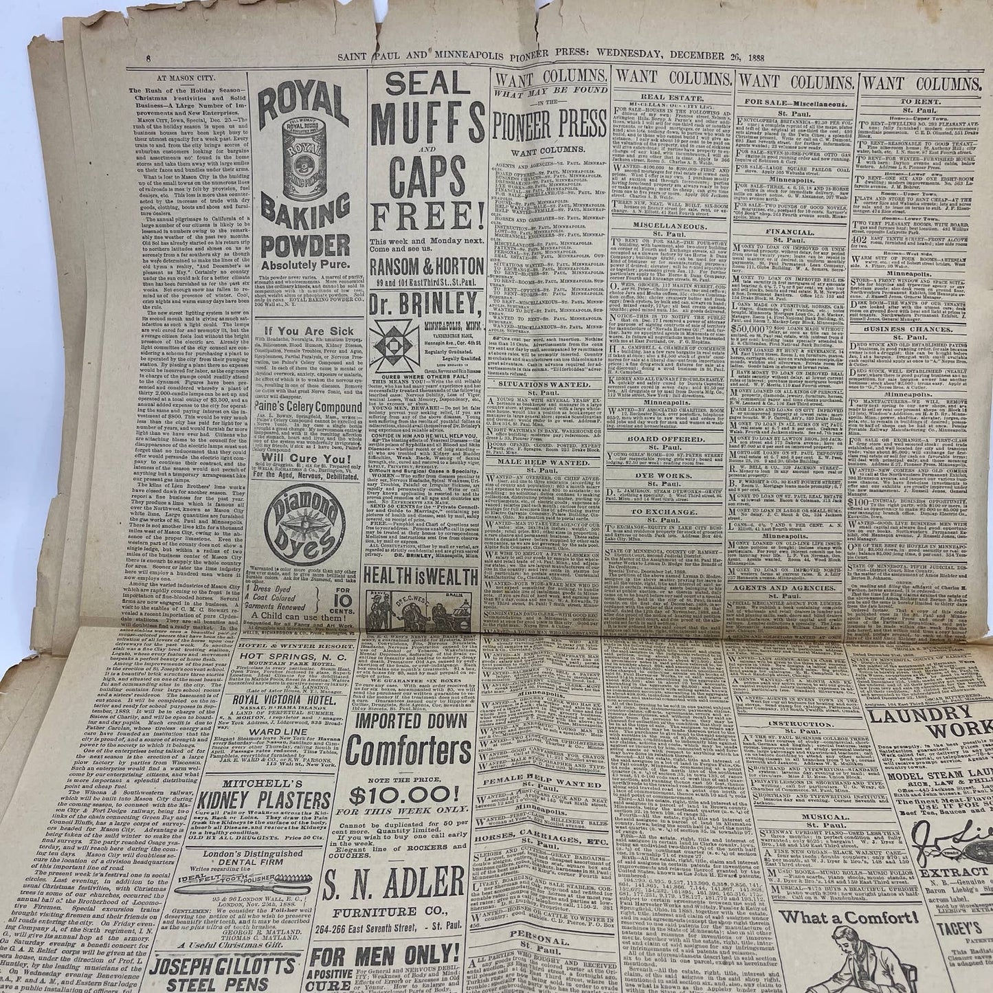 1888 Dec 26 Original St. Paul Pioneer Press - Steamer John H. Hannah Burned FL4