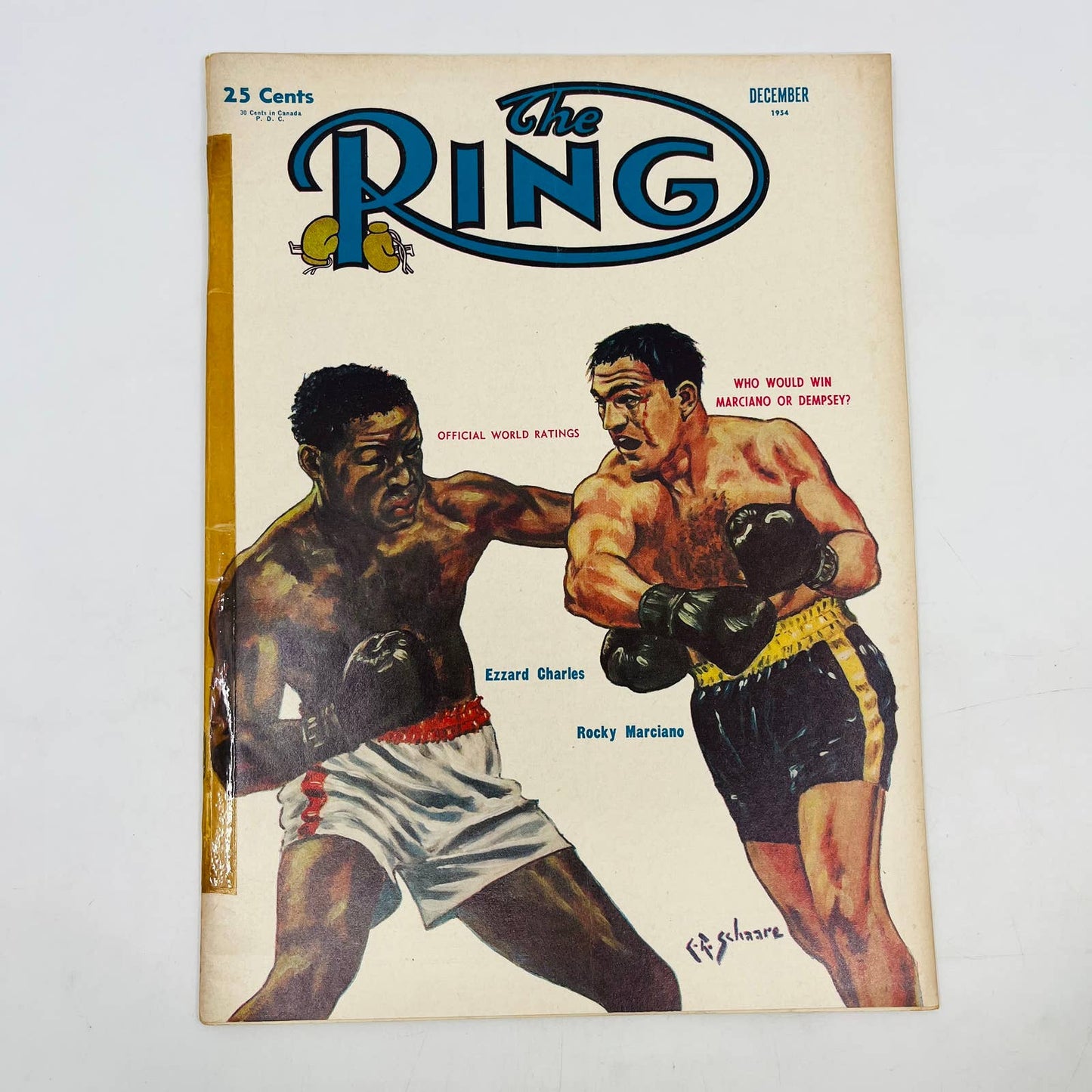 1954 Dec - The Ring Boxing Magazine – Marciano vs Charles Cover Rocky Marciano TA5