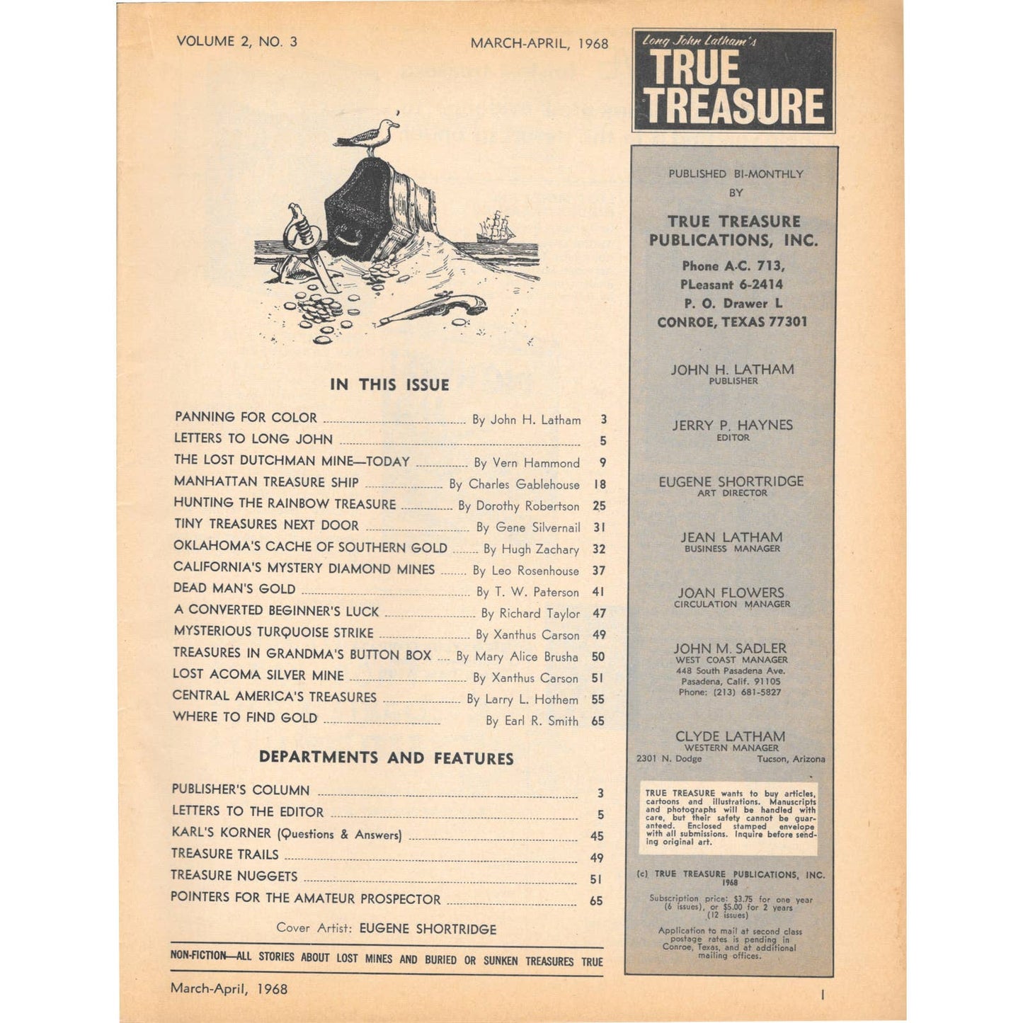 Long John Latham's True Treasure Magazine Mining Metal Detecting Apr 1968 M5