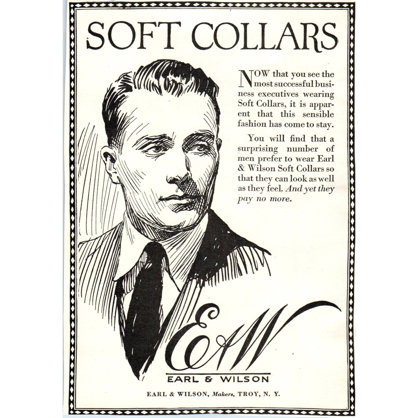 c1920 Harper's Magazine Ad - E&W Earl and Wilson Soft Collars Troy NY TF6-1