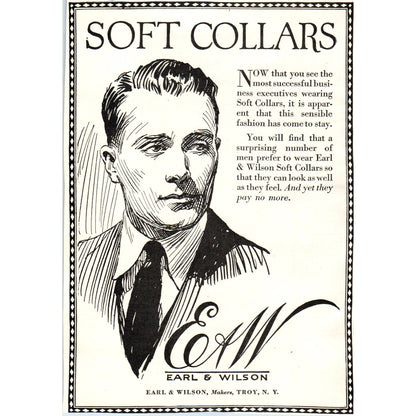 c1920 Harper's Magazine Ad - E&W Earl and Wilson Soft Collars Troy NY TF6-1