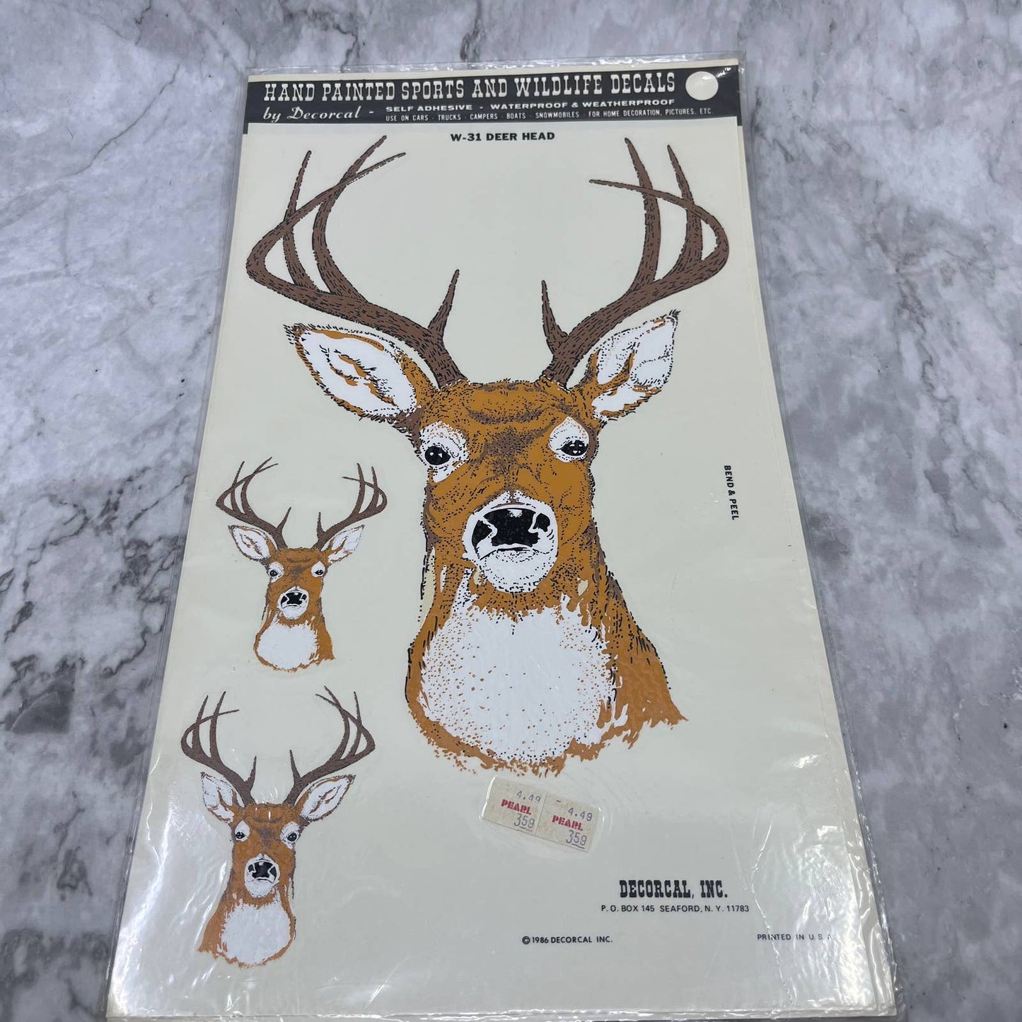 1986 NEW NOS Decorcal Sports & Wildlife Decal W-31 Deer Head Buck Hunting FL5