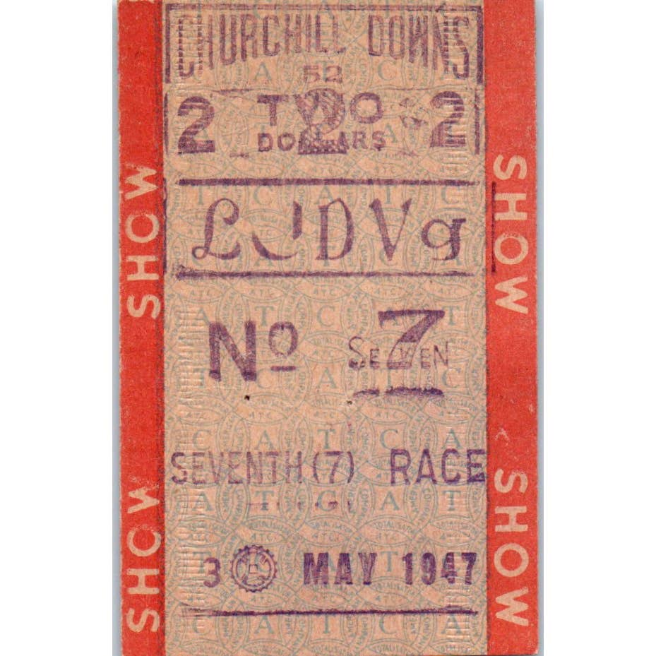 1947 Kentucky Derby Churchill Downs May 3 Heavy Cardboard Tote Ticket Stub SE4