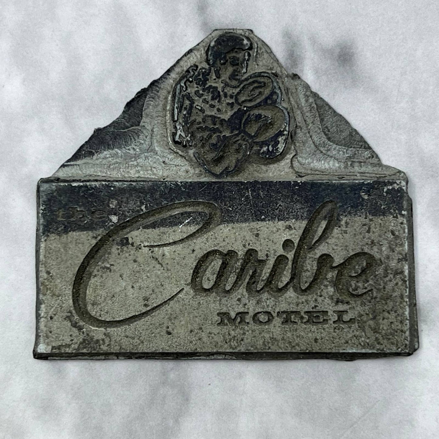 Vintage Printing Letterpress Printers Block Plate Caribe Motel SE828