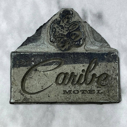 Vintage Printing Letterpress Printers Block Plate Caribe Motel SE828