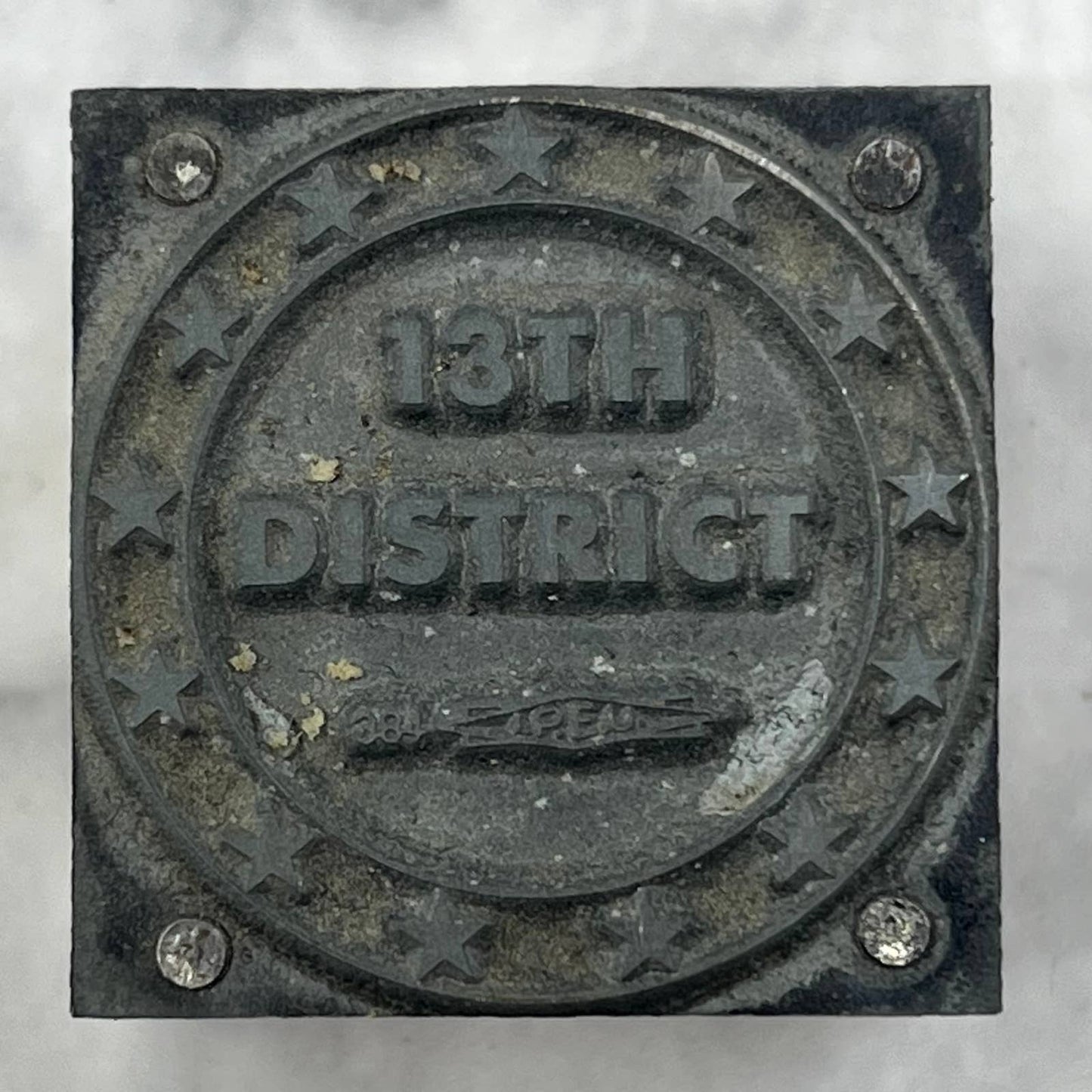 VTG Printing Letterpress Printers Block Plate 13th District I.P.E.U. 384 TJ56