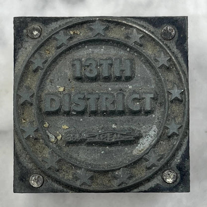 VTG Printing Letterpress Printers Block Plate 13th District I.P.E.U. 384 TJ56