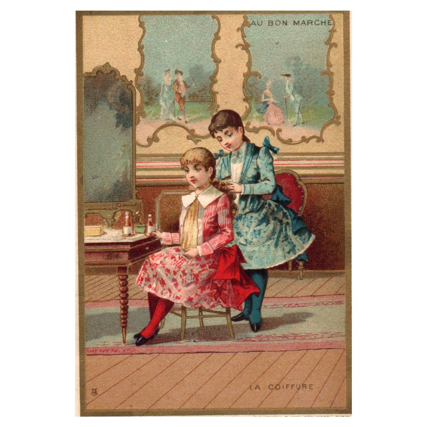 Au Bon Marche Paris France - 1880s Victorian Trade Card TJ8-3