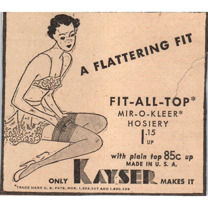 1935 Minneapolis Journal Newspaper Ad Kayser Mir-O-Kleer Hosiery FL5-5