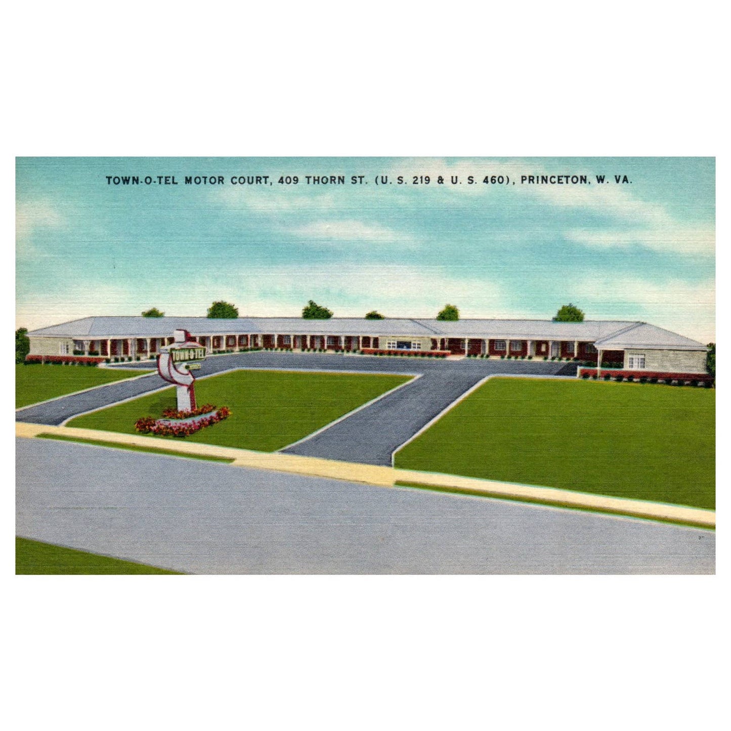 Town-O-Tel Motor Court Princeton West Virginia - Postcard TJ8-2